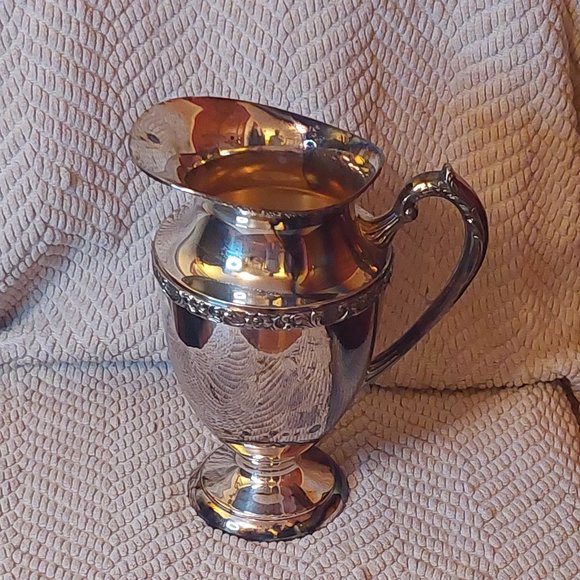 Vintage Rose Scroll Silver Plate Pitcher - Picture 2 of 2